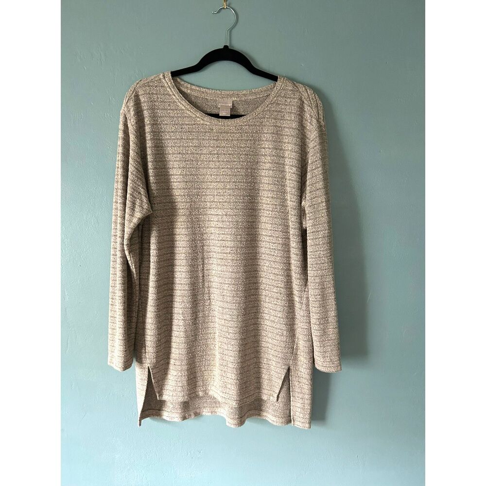 Chico's gray cozy tunic scoop neck size 1 (small-8)